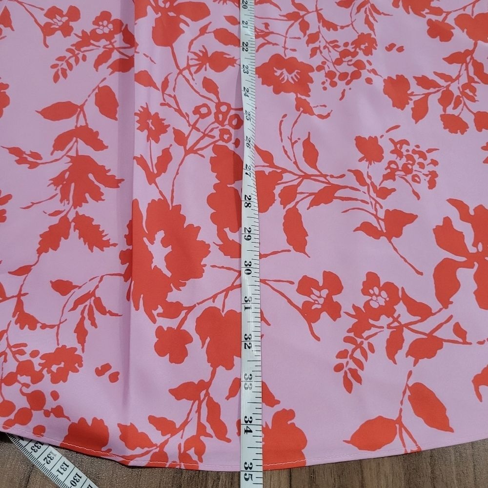 OUTERKNOWN Women's Pink Orange Floral Silky Midi Skirt Size S Tropical Resort - Picture 5 of 11